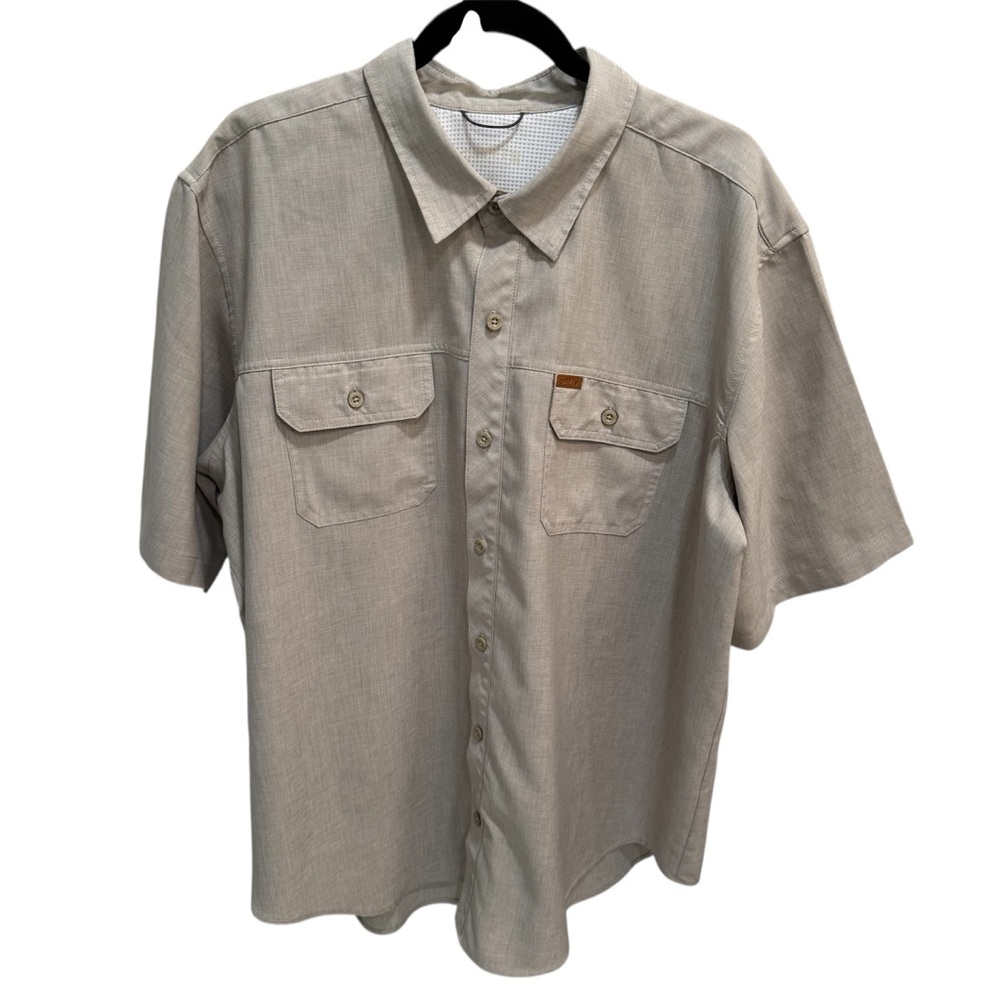 Orvis Shirt Mens XXL Brown Hiking Fishing Outdoors Short Sleeve Button Up Pocket